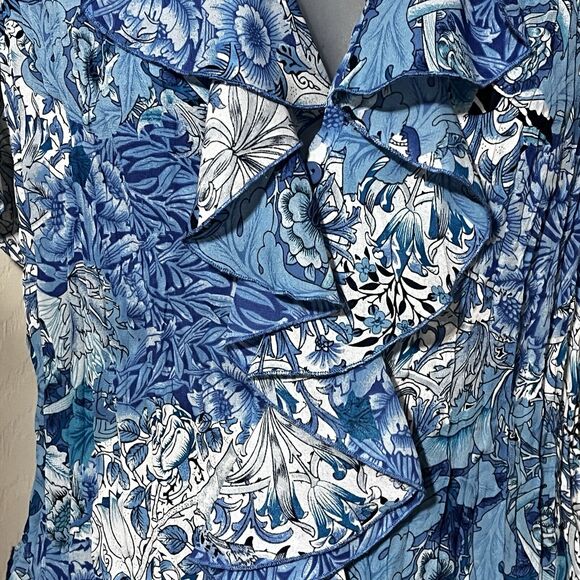 2 Piece Skirt Set Sz 12 Blue Floral Fairy Lace Ruffles Cottagecore Boho Y2k - Picture 3 of 14